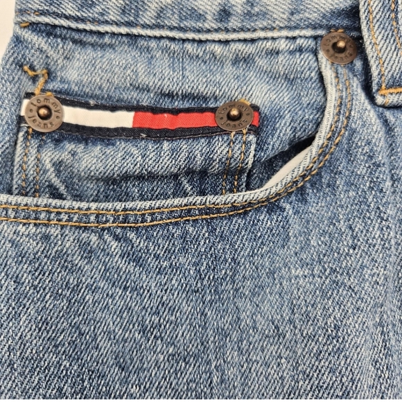 2004 Y2K Vintage Tommy Jeans Denim Mini Skirt Size 11 Fringe Hem Tommy Hilfiger - Picture 7 of 9